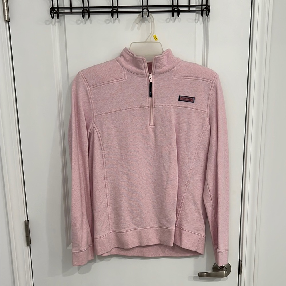 Vineyard Vines Heathered Light Pink Quarter-Zip Pullover